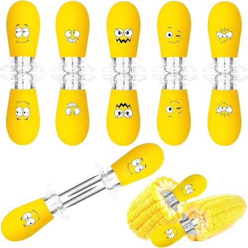 AUGSUN 10 Stück/5 Paar Maiskolbenhalter, Edelstahl, Maiskolben, Grillgabel, Spieße für Zuhause, Kochpartys, Camping (schwarz)