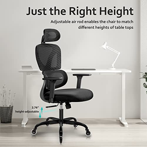 Kerdom Ergonomic Office Chair, Home Desk Chair, Comfy Breathable Mesh Task Chair, High Back Thick Cushion Computer Chair With Headrest And 3D Armrests, Adjustable Height Home Gaming Chair #TOP3