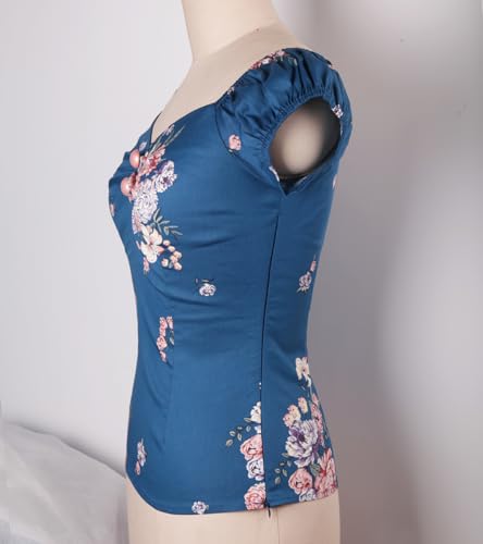 Image of YARN & INK Women's Rockabilly Tops 1950s Pinup Shirt Casual Off Shoulder Vintage Blouse
