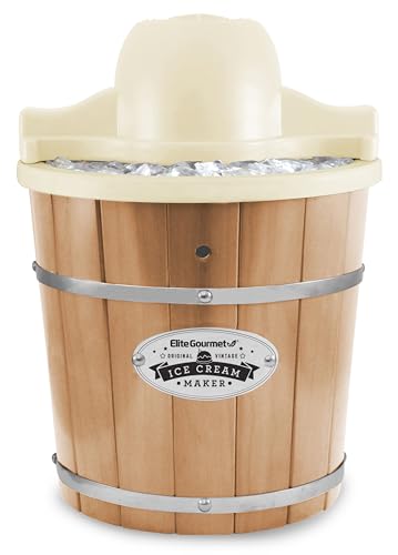 Comparison: Best Hand Crank Ice Cream Maker 10 Elite Gourmet Maxi-Matic EIM-924L 4 quart Old Fashioned Electric Ice Cream Maker, Pine Bucket