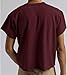 Sunborui Men's Boxy Raw Cut Tee Short Sleeve Round Neck T Shirts Casual Basic Tops (Wine Red,XX-Large)