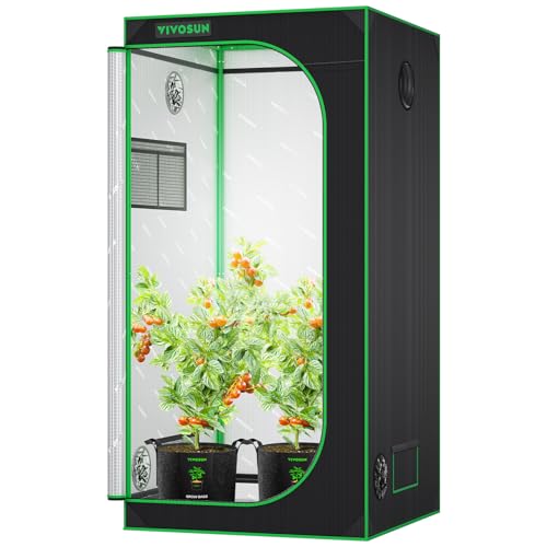 VIVOSUN S336 3x3 Grow Tent, 36'x36'x72' High Reflective Mylar with Observation Window and Floor Tray for Hydroponics Indoor Plant for VS2000/VS3000