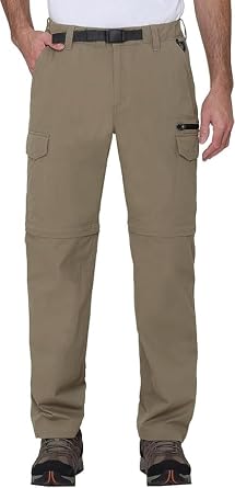 BC Clothing Hiking Pants for Men - Convertible Pants Men - Leightweight Cargo Pants Khaki_M/30