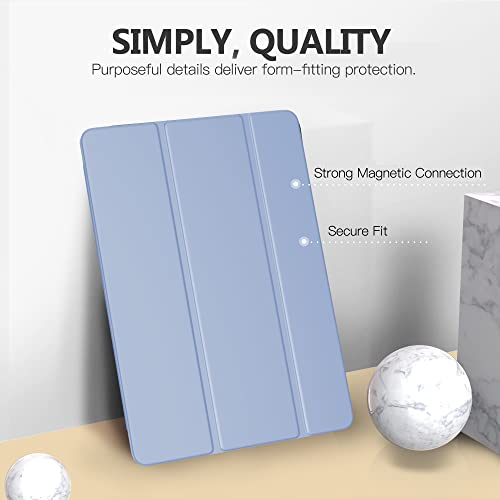 iPad 9 ケース 2021 MoKo iPad 10.2 ケース 第9/8/7世代(2021/2020/2019) 半透明 オートスリープ機能 薄型 スタンド 三つ折り 高級PUレザー 裏地マイクロファイバー 傷防止 スマートケース Lavender