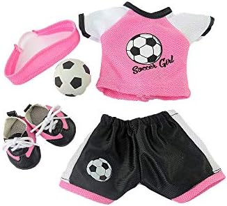 American Fashion World Pink Soccer Outfit for 14-Inch Dolls | Soccer Ball Included | Premium Quality & Trendy Design image 3