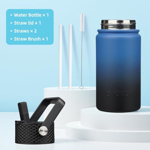 Image of BJPKPK Insulated Water Bottle, 15oz Stainless Steel with Straw Lid