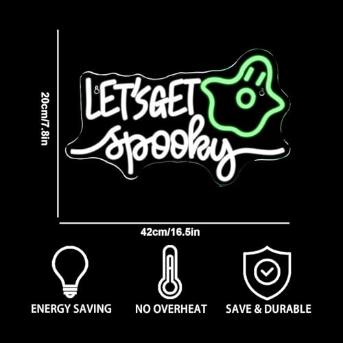 Image of Let's Get Spooky Neon Sign Led Neon Lights for Wall Decor Halloween Light Up Signs for Game Room Bedroom Home Beer Bar Club Man Cave Shop Decorations Gifts For Kids