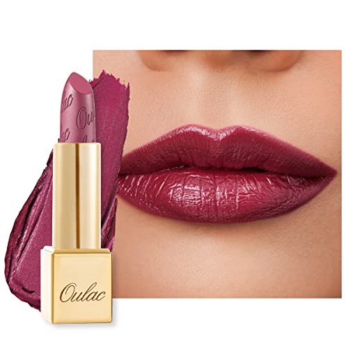 OULAC Pintalabios Rojo Vino Brillo Metálico, Brillo 3D de Larga Duración, Barras de Labios de Alta Pigmentación y Cobertura Total, Fórmula Cremosa e Hidratante, Vegan, 4.3 g, (03) Love Particle