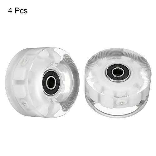 Image of PATIKIL 32 x 58mm Roller Skate Wheels with Bearings, 4 Pack Light Up Wheel Quad Skate Replacement for Double Row Skating Skateboard, White Light