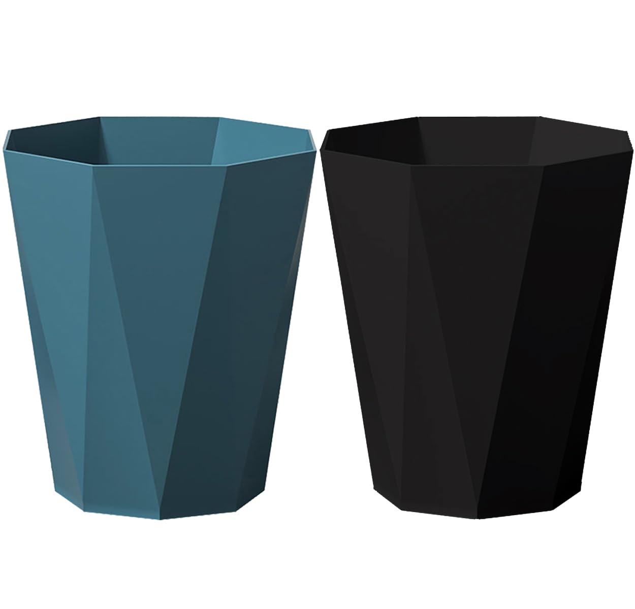 WEECRON Bathroom Trash Can 1.8 Gallon Small Garbage Can Waste Basket for Bedroom Office Dorm, 2 Pack Blue Black
