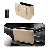 Yourkar Car Trash Can, Foldable Waterproof Leather Car Garbage Organizer Holder, Automotive Mini Dustbin Container with One Roll Trash Bag, Universal Interior Car Accessories (Beige)