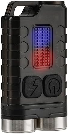 sayram 1000 Lumens EDC Keychain Flashlight, Mini LED Flashlights with UV Light, Rechargeable Pocket Keychain Light, IP65 Waterproof Small Flashlight for Camping, Outdoor, Emergency (Black)