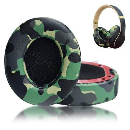 Replacement Ear Pads Covers for Beats Studio 3 Studio 2 Wired & Wireless (B0501,B0500),2 Pieces Noise Isolation Memory Foam Ear Cushions & Stronger Adhesive Ear Muffs, Not Fit Solo (Camouflage Green)