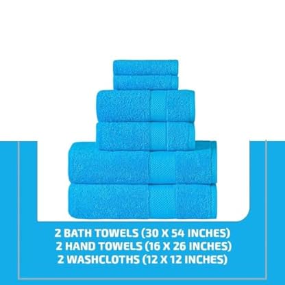 XFZJCHAP Schnell trocknende, saugfähige Handtücher und Handtücher, 6-teiliges Set, Badezimmerhandtuch-Set, Baumwolle – Bild 3