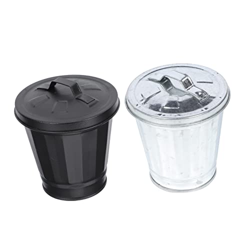 Mini caneca de basura con tapa rectangular negra miniatura 1