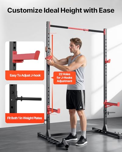 Image of VEVOR Power Cage Squat Rack, Multifunctional Squat Rack for Home Gym, Workout Strength Training Equipment for Bench Press Squats Pull-Up