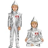 maxToonrain Costumi da uomo di latta per bambini, 3 pezzi, per ragazzi e ragazze, costume da personaggio del film di libro, con top, pantaloni e casco, per la Giornata mondiale del libro, Halloween