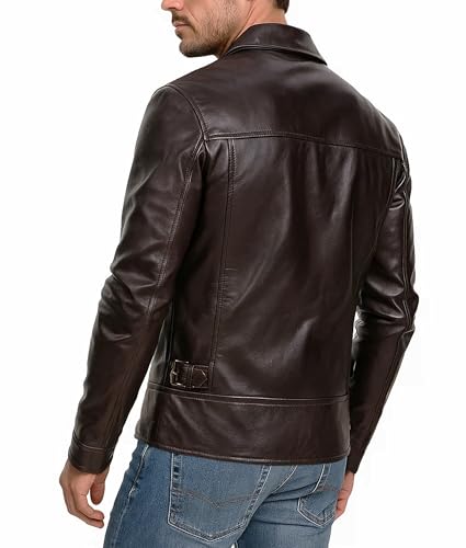 Image of SpazeUp Cafe Racer Jacket Vintage Motorcycle Retro Moto Distressed Leather Jacket | Distressed Motorcycle Jacket Men