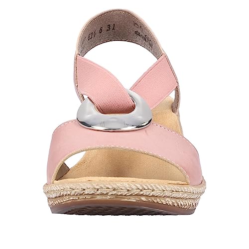 Image of Rieker 624H6 Fanni Women's Wedge Sandals - Lightweight, Comfortable and Supportive - Slip On Sandals with Cushioned Insole and High Wedge for Everyday Stylish Wear