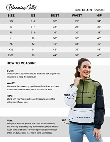 Blooming Jelly Womens Lightweight Workout Sweatshirts Athletic Outdoor Waterproof Rain Jackets Color Block Half Zip Tops Green #TOP6
