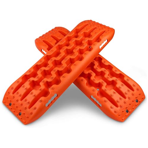 Easy4straps 2Pc Recovery Boards off Road Traction Grip Winter Sand for Car AUV Emergency Rescue Tire Ladder (Orange) - Get Unstuck!