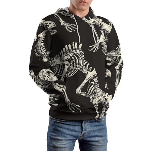 Sweatshirt pullover squelette dinosaure noir manches longues S - 6