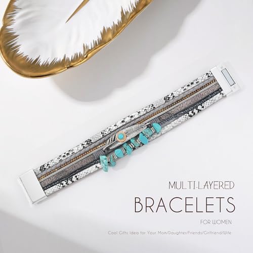 Image of Bracelets for Women, Gifts for Mom Her Christmas Gift 2026 Leather Bracelets for Women Birthday Gift for Daughter Inspirational Wrap Bracelet Sister Friend Teen Girl Gift Layered Stocking Stuffers Jewelry