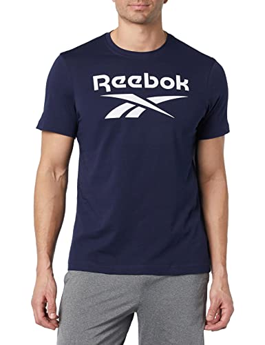 Reebok Men's T-Shirt with Large, Vector Navy/White Logo, M