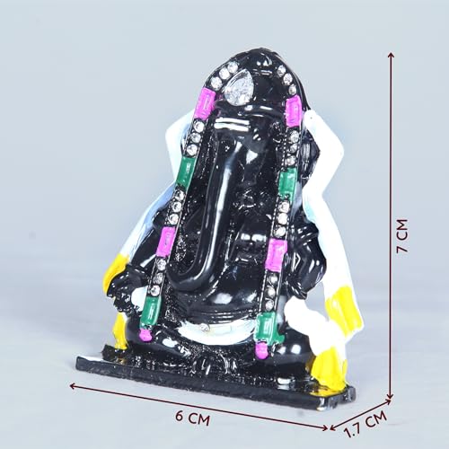 Image of anciently Pillayarpatti Vinayagar Idol for Car Dashboard | Karpaga Vinayagar Statue for Car Black Colour, Metal, 1 Piece