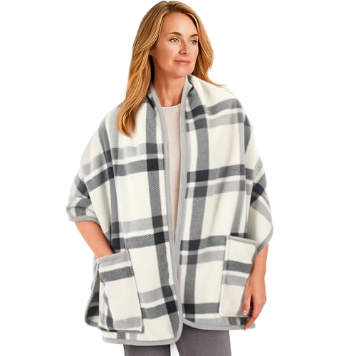 Ramede Fleece Wrap Shawl for Women with Large Front Pockets Wearable Blanket Winter Poncho Wrap Shawl Cape Women Warm Gifts - Main Image
