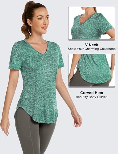 Short Sleeve Workout Shirts Women Loose Fit, V-Neck Women Exercise T-Shirt Workout Top, Dry Fit Yoga Gym Sport Tops2