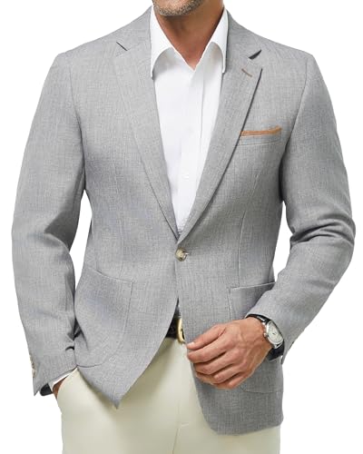 WULFUL Men's Sport Coats Blazers Linen Cotton Blazer Regular Fit One Button Suit Jacket2