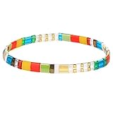 KANYEE Tila Multi Color Stretch Bracelets Tile Enameled Alloy Friendship Bracelets Handmade Cuffs Je