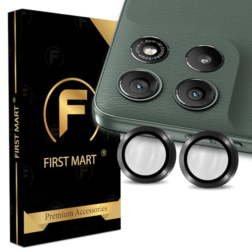 Image of FIRST MART Black Camera Ring Guard Protector for Motorola G67 Power | Tempered Glass with Metal Alloy Rings, HD Clear, Scratch Resistant, Case-Friendly | Pack of 1