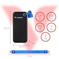 Verbatim Pocket SSD 1TB Externe SSD USB 3.2 Gen2 1000MB/s Schwarz Grau – Ansicht 2