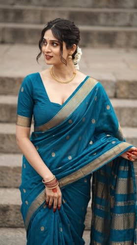 Image of C J Enterprise Women's Pure Kanjivaram Soft Silk Saree Banarasi Style Ladies Sadi With Blouse Piece for Wedding (Eagle-3-51)