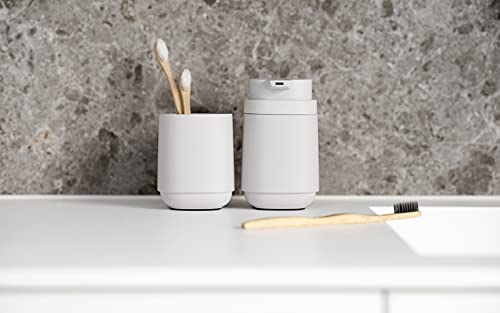 Image of Zone Denmark Nova One Toothbrush Mug- Revitalize Your Daily Routine with Scandinavian Elegance and Practicality Unite in This Sleek and Modern Bathroom Accessory- (Soft Grey)