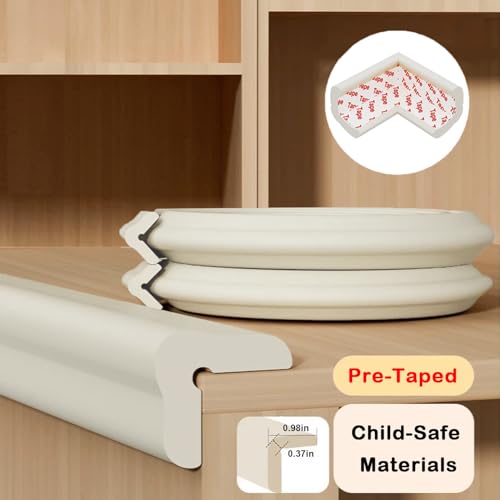 Image of Baby Proof Corners and Edges Protector 10ft Edge+4 Corner Guard, Fireplace Baby Proofing Bumper, Heavy-Duty Soft NBR Foam Edge Corner Protector for Furniture Table, Childsafe /Pre-Taped White