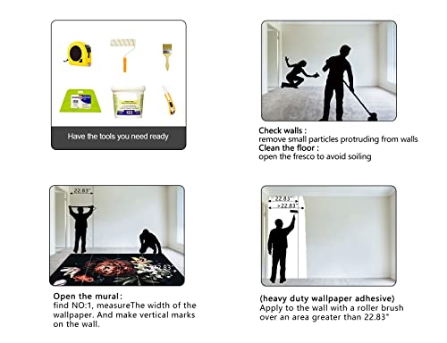 Wxhfm - Black Peony Flowers Mural Bedroom Peony Floral Wallpaper Room Decor Living Room Tv Background Large Wall Mural - 137"X96" (Not Peel And Stick) #TOP4