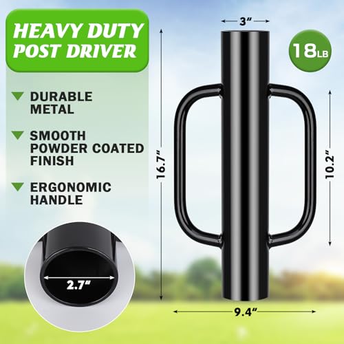 Image of Gtongoko 18LB T Post Driver with Handles, Heavy Duty Fence Post Pounder