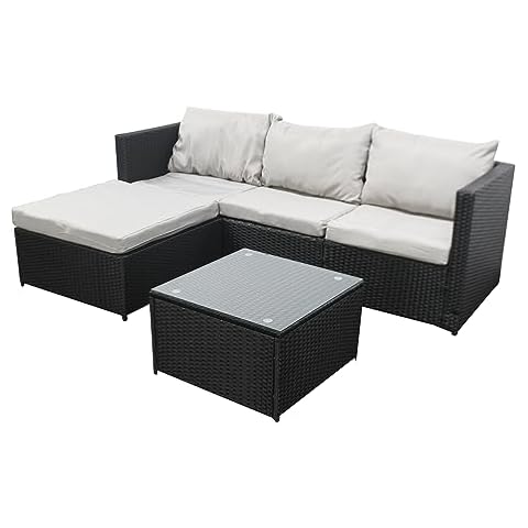 COZYBRITE 4-Seater Rattan Garden Sofa Set Cover