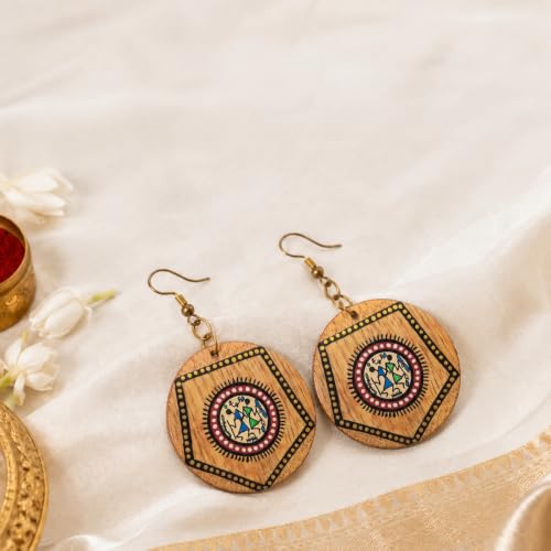 Image of Handcrafted Artistic & Tribal Earrings Collection for Women - Bohemian, Floral, Wooden & Ethnic Statement and Stud Designs