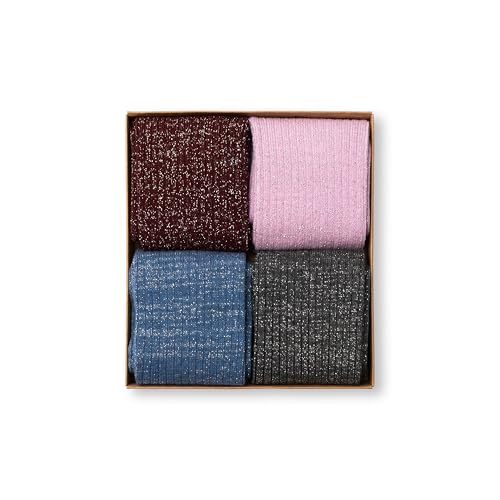 Image of RAFRAY Women's Glitter Socks Crew Length, Premium Shiny Sparkly Socks in Gift Box, 4 Pairs, Size US W: 5-9.5 EU: 36-40
