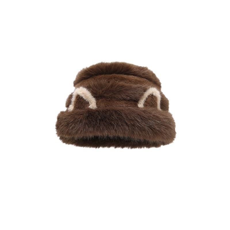 Generico Cappello da Pescatore Caldo for Orecchie in Peluche for Donna Uomo Cappello a Secchiello for Berretto con Protezione for Le Orecchie Anti-Freddo Spesso Autunno Inverno
