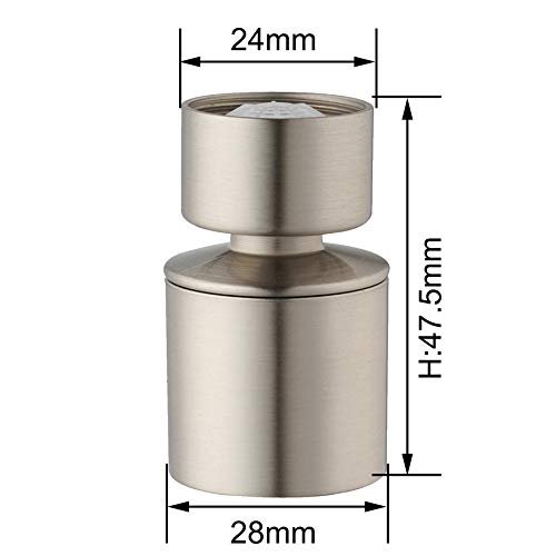 Waternymph Hibbent Dual-Function 2-Flow Faucet Spray Head Aerator, Water Saving Swivel Aerator With 2 Sprayer - Faucet Parts Replacement - 55/64 Inch-27Uns Female Thread - Brushed Nickel #TOP1