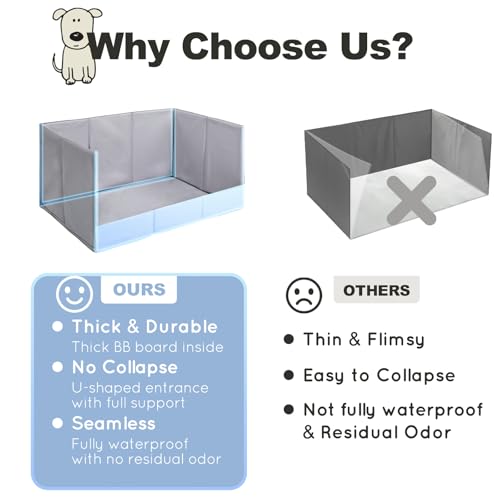 Image of HQ4US 4LEGS Dog Litter Box, Puppy Pee Pad Holder Foldable, Small Indoor Dog Potty Tray for Puppy, High Walls, Seamless, No Assembly, Waterproof, Easy to Clean, No Spill,Portable for Travel