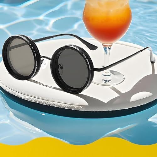 Image of (1Pack Adjustable Polarized Round Sunglasses with 1-9 Gears, ND Filter Lens and Infinity Dimming, Multifunctional Adjustable Tint Sunglasses for Beach & Outdoor Activities