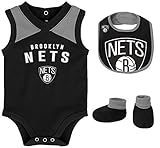 Outerstuff NBA Newborn Infants Overtime 3 Piece Creeper, Bib and Booty Bodysuit Set - Brooklyn Nets 24 Months