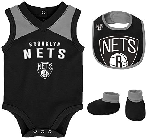 Outerstuff NBA Newborn Infants Overtime 3 Piece Creeper, Bib and Booty Bodysuit Set - Brooklyn Nets 24 Months