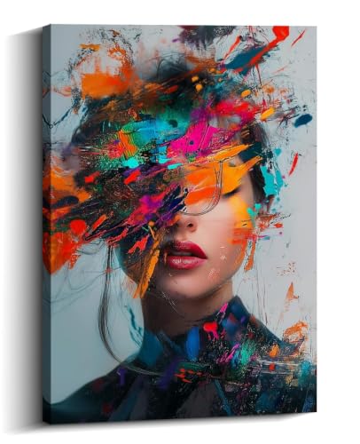 Lienzo de retrato abstracto de mujer, póster artístico moderno de 50x70 cm para pared